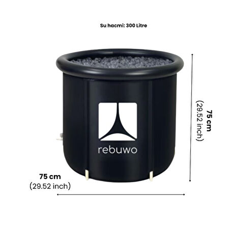 Rebuwo Sporcu Buz Küveti 300 Litre 75×75 cm – Kompakt Soğuk Su Terapisi Ice Bath | Katlanabilir Dayanıklı Taşınabilir Küvet